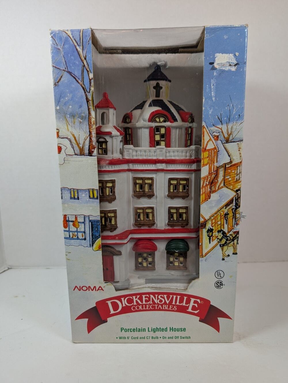 VTG Dickensville Noma Porcelain Lighted House W/ BOX No Cord